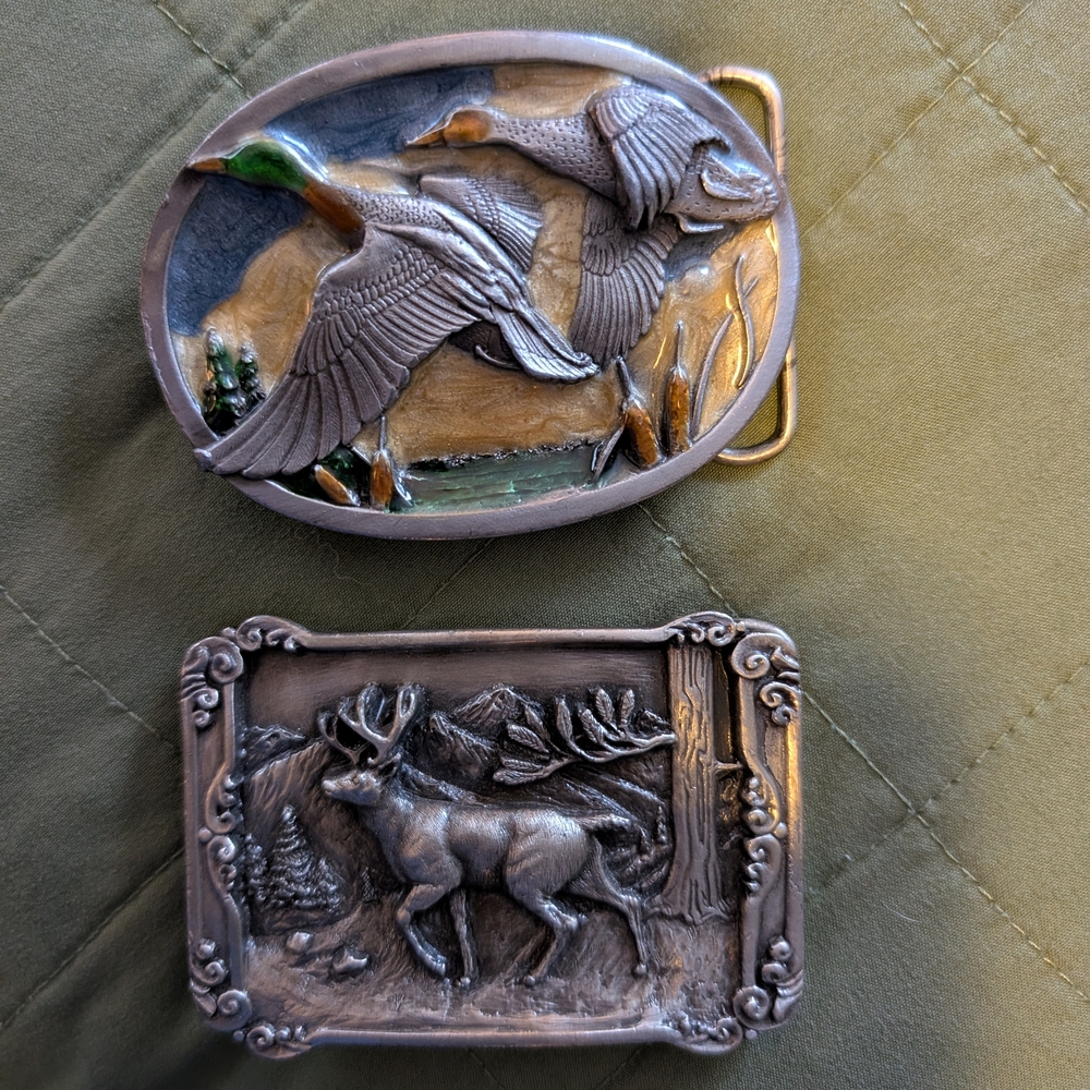 Vintage Wildlife Belt Buckle Lot – Deer Elk Mallard Duck – Siskiyou Buckle Co